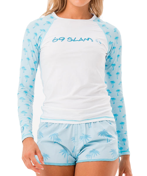 Damen-Badeshirt | UPF 30+ | LANGARM | PALM BLUE