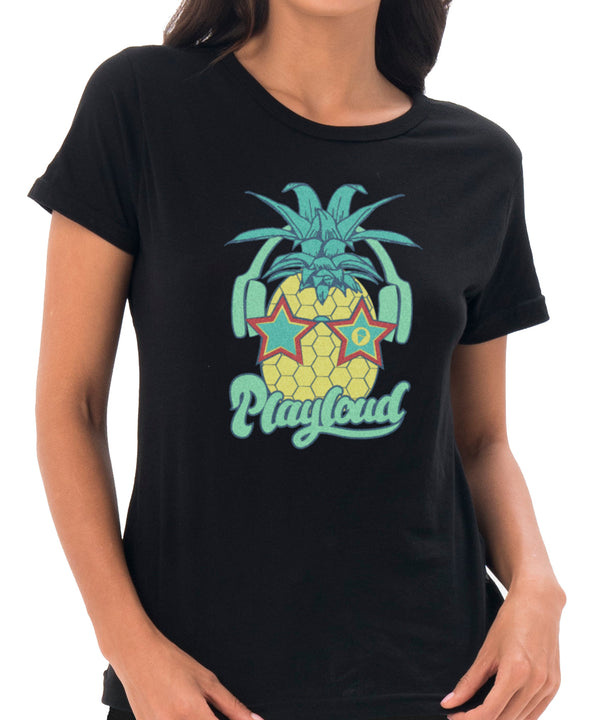 Damen-T-Shirt | KURZARM | HIPSTER PINE | SCHWARZ