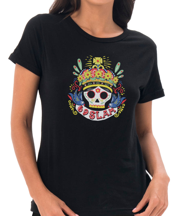 Damen-T-Shirt | KURZARM | CALAVERA KING | SCHWARZ