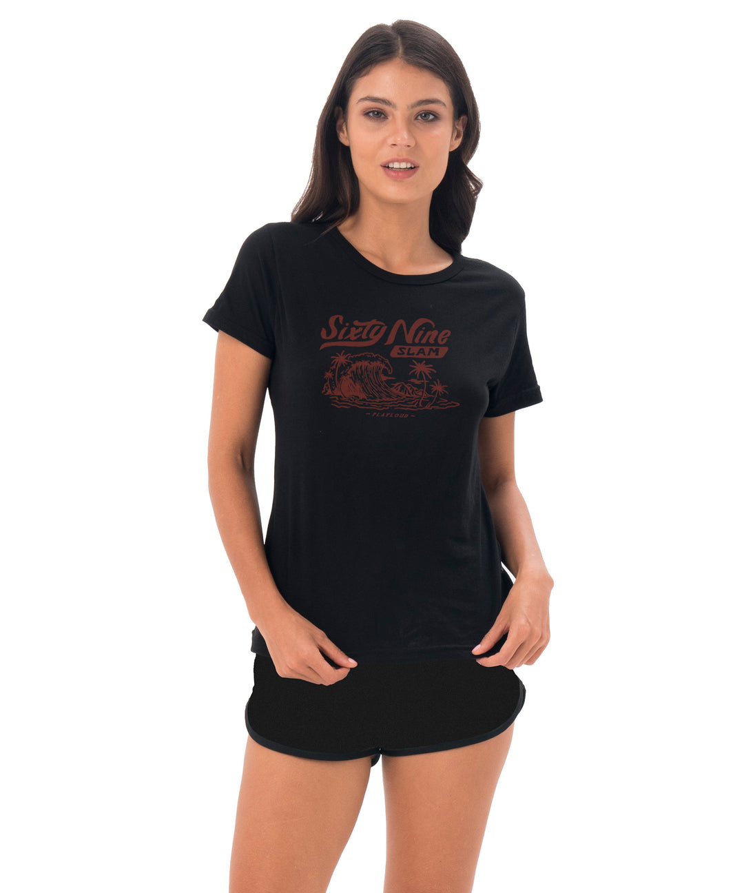 Women's T-shirt | SHORT SLEEVE | CRAZY WAVES | BLACK