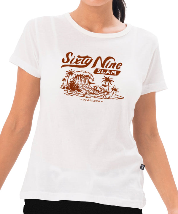 Damen-T-Shirt | KURZARM | CRAZY WAVES | WEISS