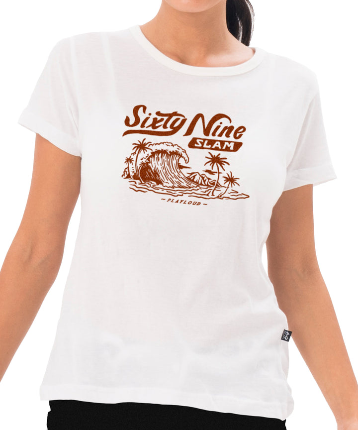 Women's T-Shirt | SHORT SLEEVE | CRAZY WAVES | WHITE