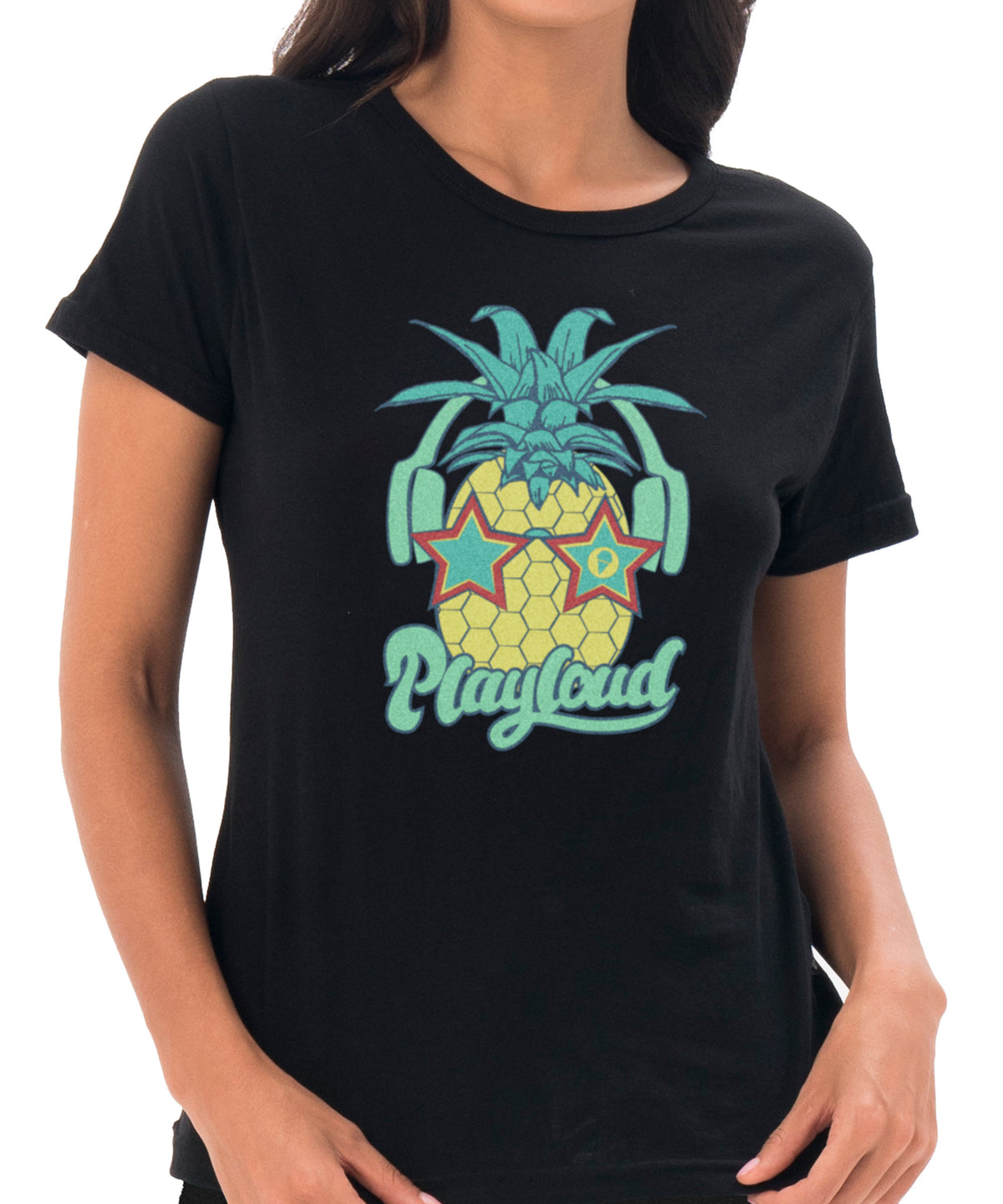 Damen-T-Shirt | KURZARM | HIPSTER PINE | SCHWARZ