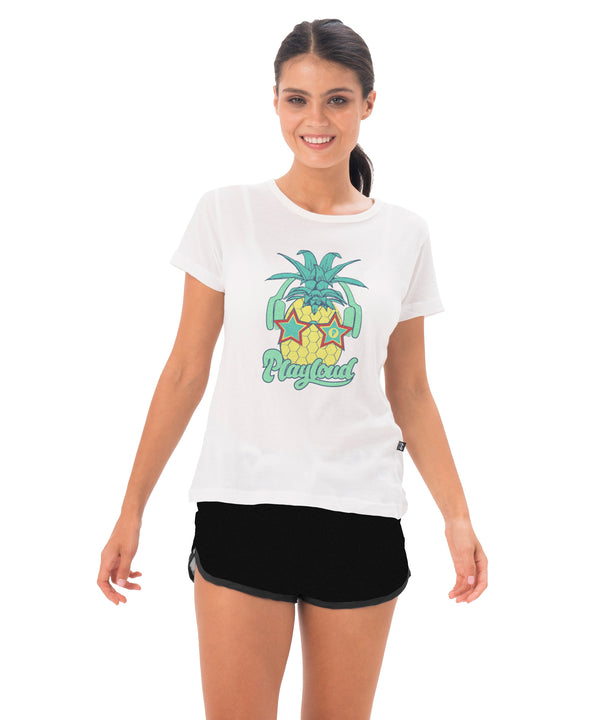 Damen T-Shirt | KURZARM | HIPSTER PINE | WEISS