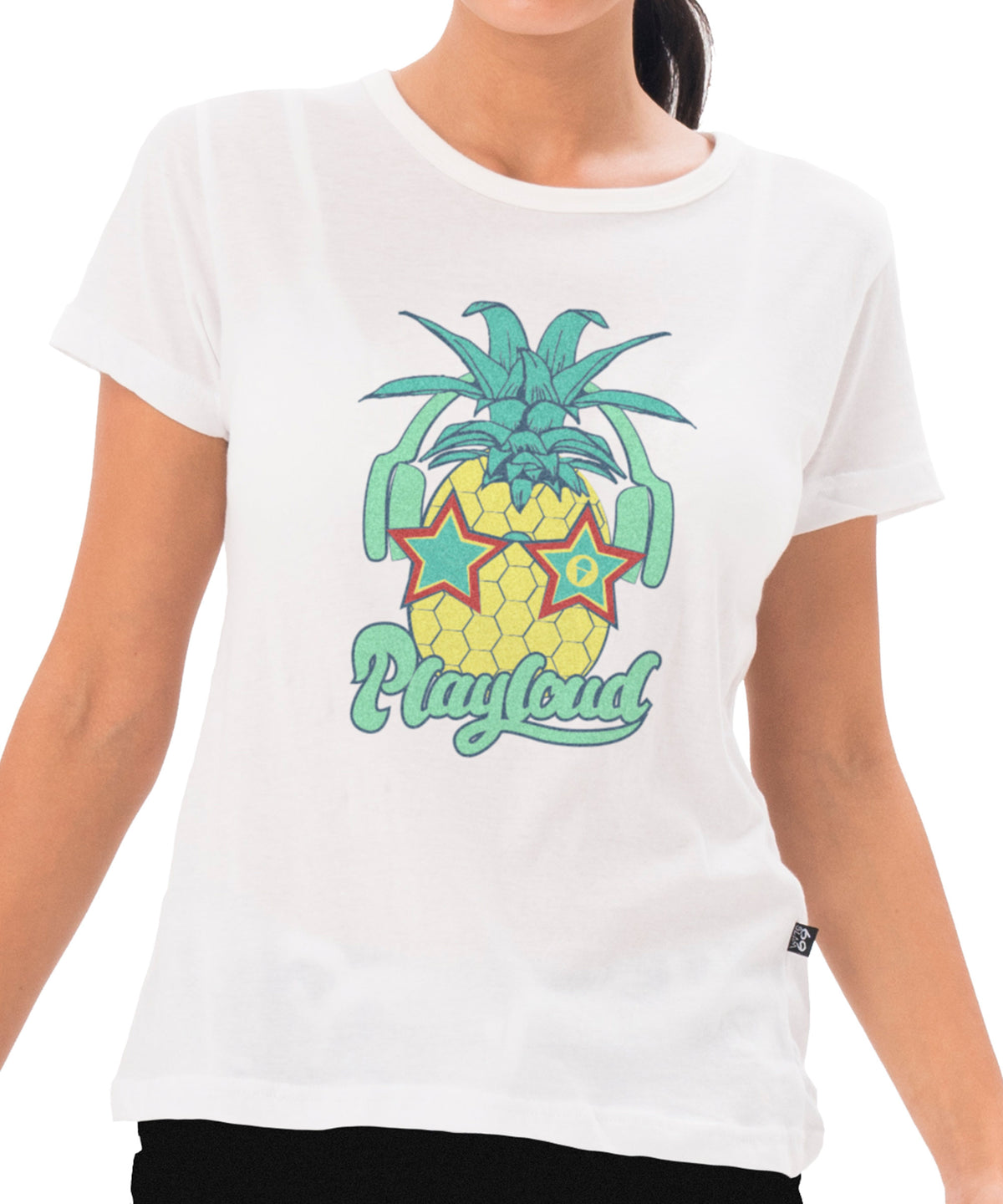 Damen T-Shirt | KURZARM | HIPSTER PINE | WEISS