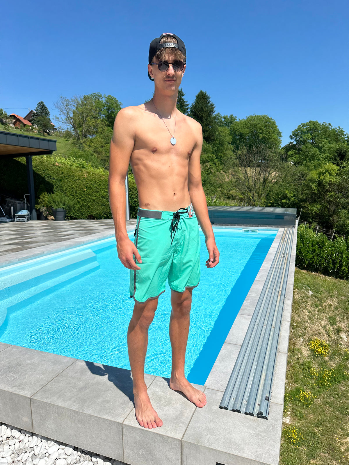 MOŠKE KOPALNE HLAČE | BOARDSHORT | 4 WAYS STRETCH | AQUA GREEN