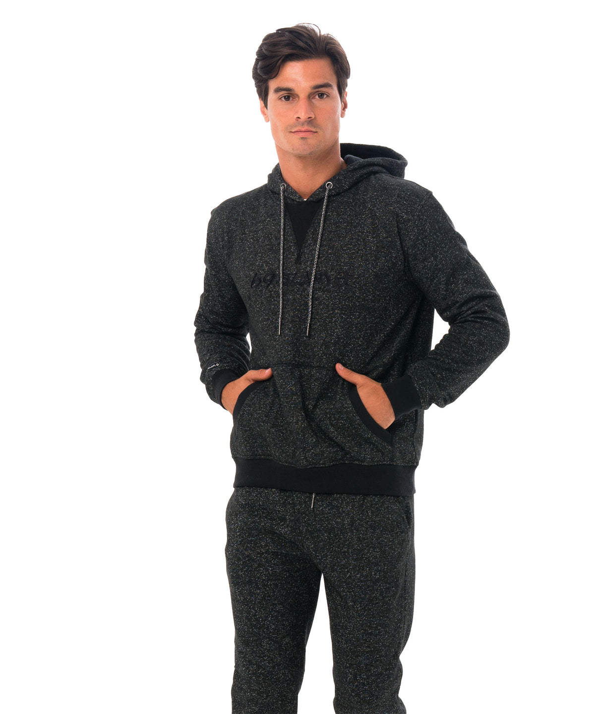 Herrenpullover | HOODIE | DUNKELGRAU MELIERT