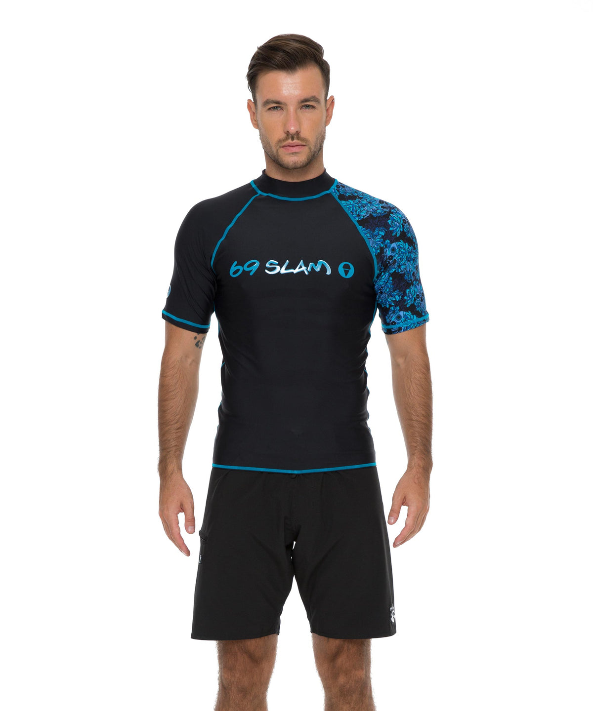 Herren-Badeshirt | UPF30+ | KURZARM | SKULL BLOOM