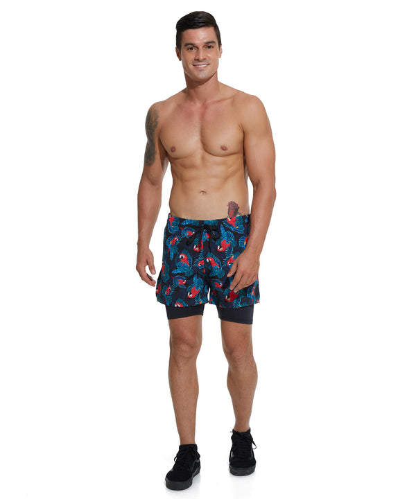 Herren Sportshorts 2 in 1 | TROPICAL PARROT