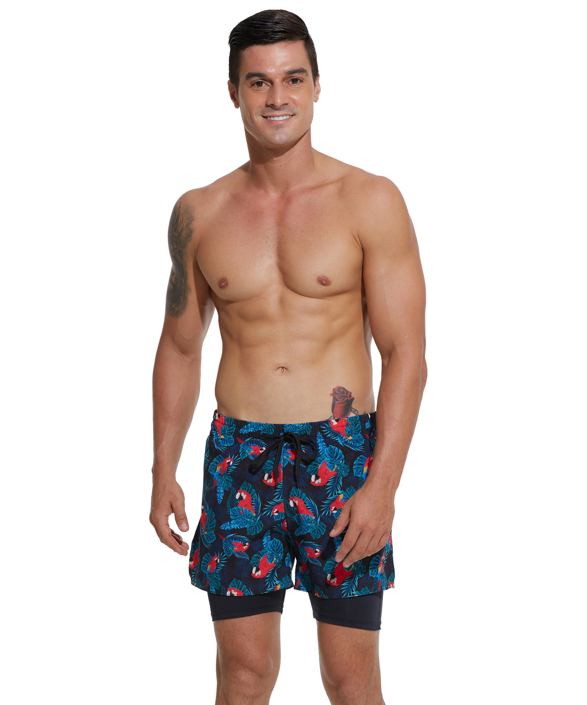 Herren Sportshorts 2 in 1 | TROPICAL PARROT