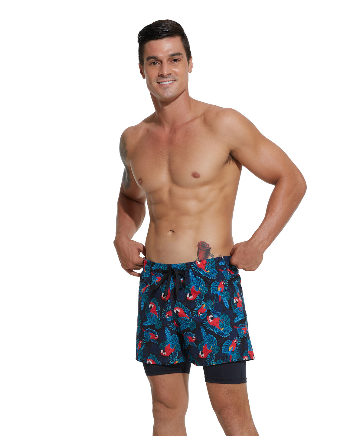 Herren Sportshorts 2 in 1 | TROPICAL PARROT