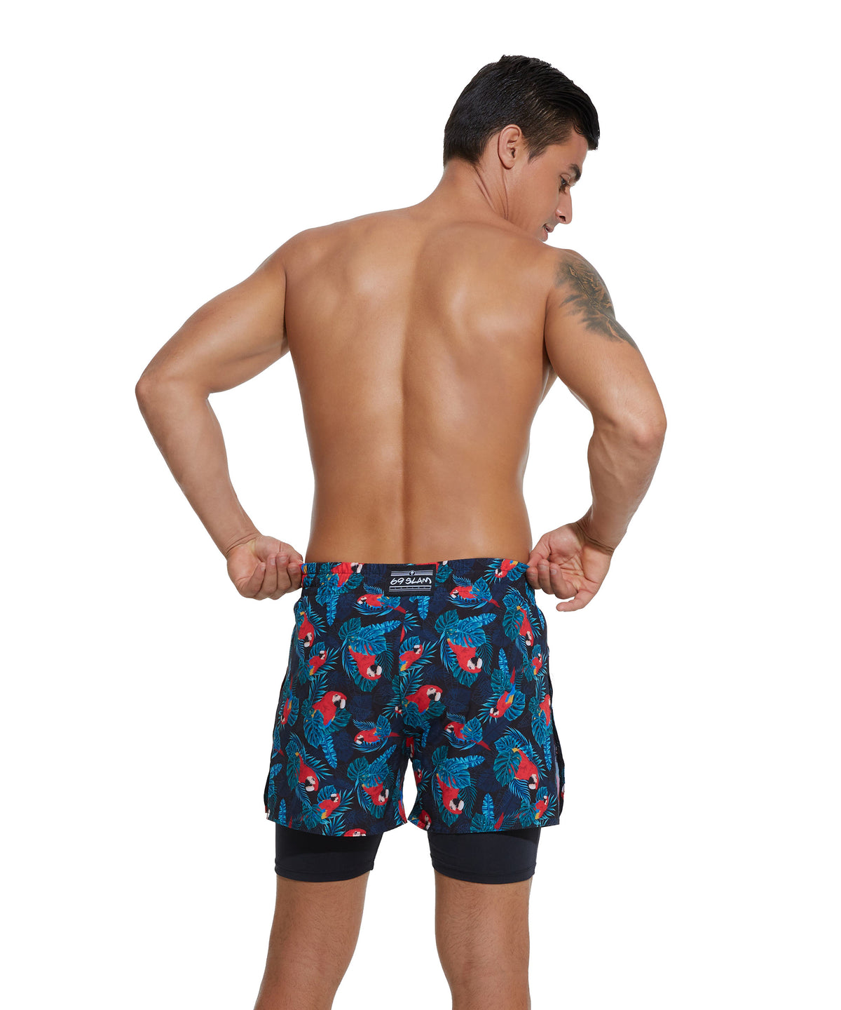 Herren Sportshorts 2 in 1 | TROPICAL PARROT