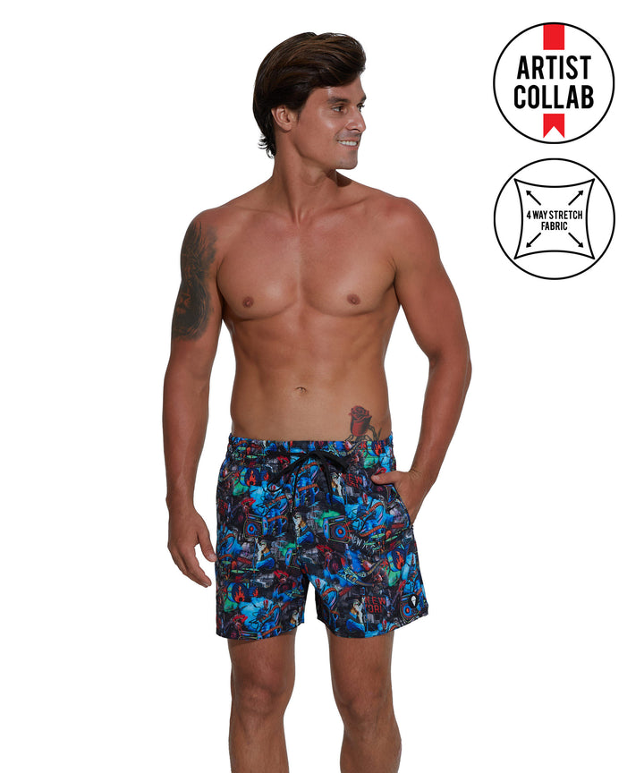 Men's Swimming Trunks | 4 WAYS STRETCH | ELASTIC | PUNK BUSKERS