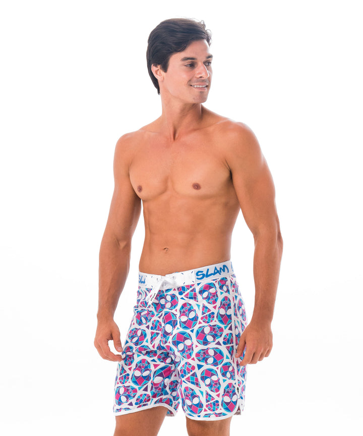 Men's Swimming Trunks | MEDIUM LENGTH | SKULLMOND WHITE