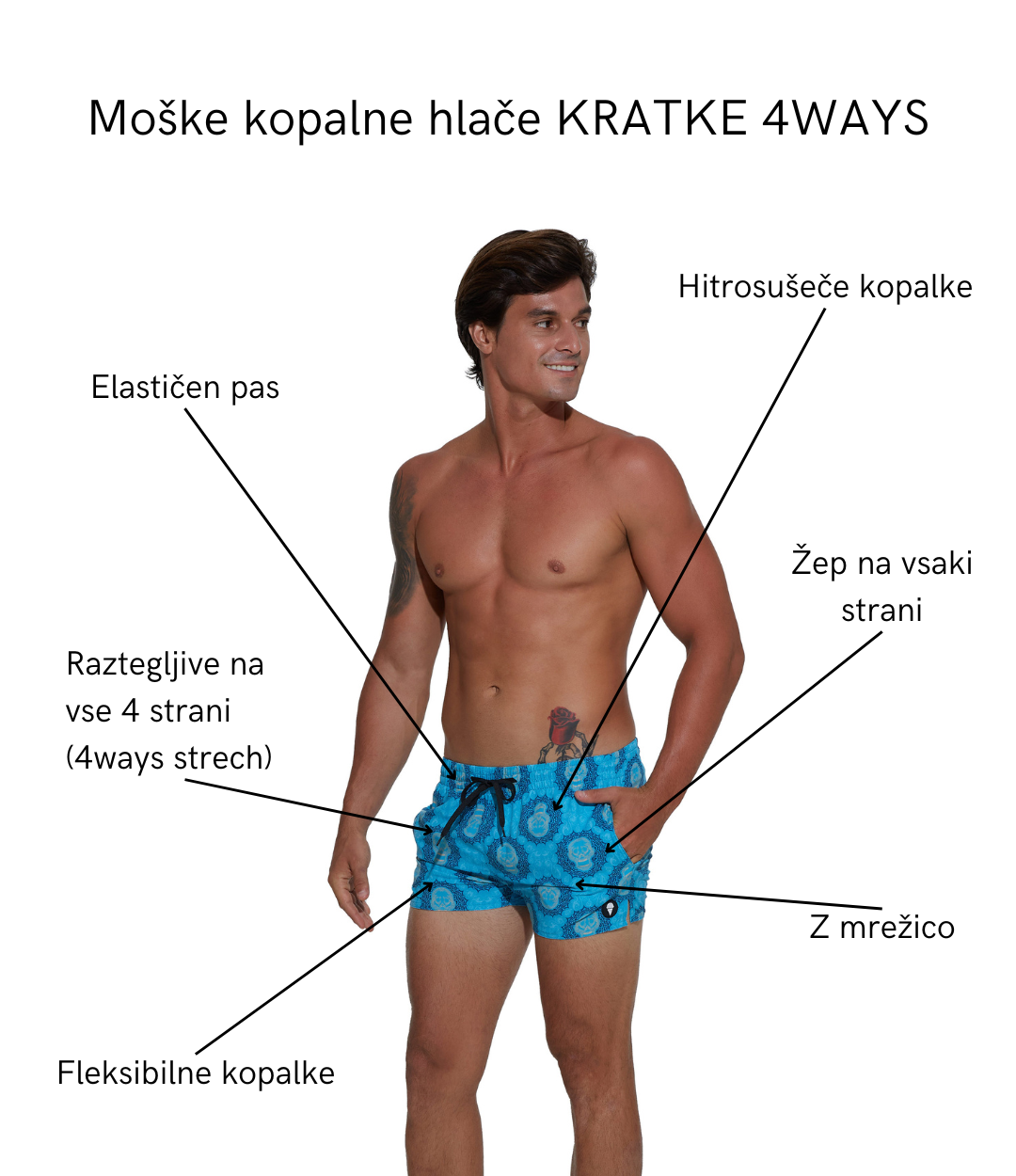 Men's swim shorts | VOLLEY SHORT | 4 WAYS STRETCH | DAY OF THE DEAD