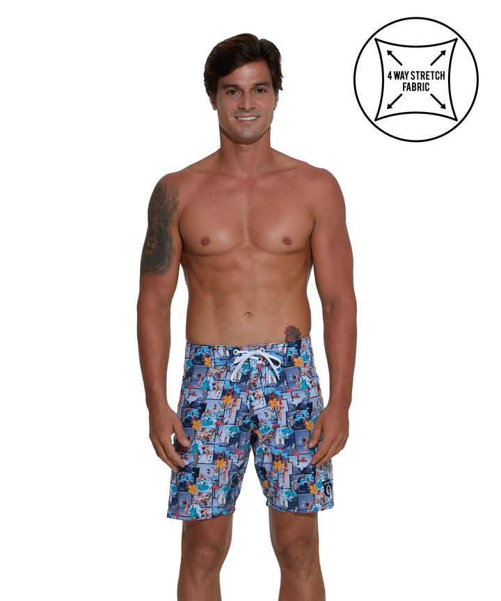 MEN'S SWIMMING PANTS | BOARDSHORT | 4 WAYS STRETCH | SUMMER YACHT