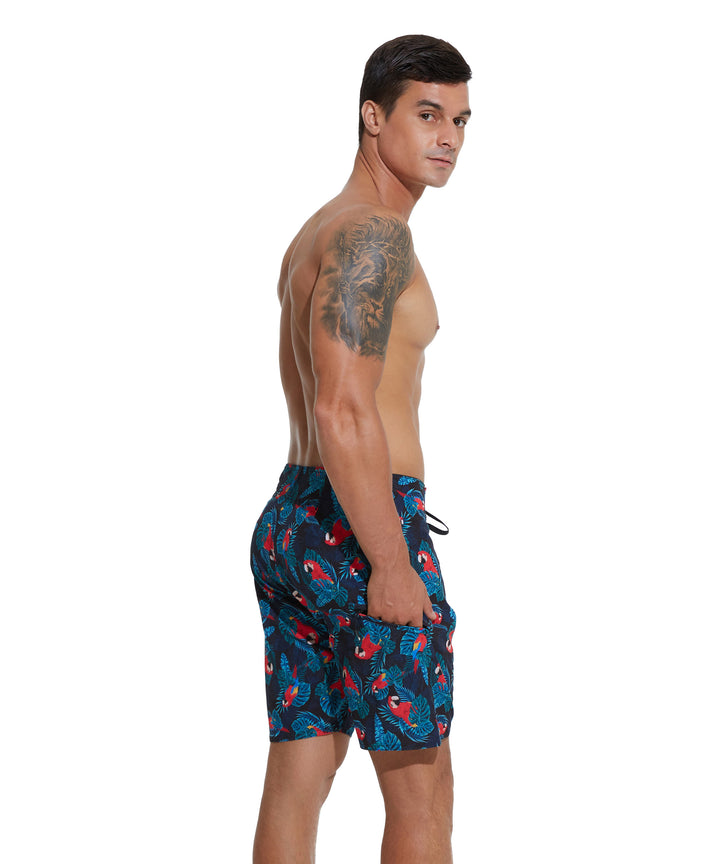 Men's Swimming Trunks | BOARDSHORT | 4 WAYS STRETCH | TROPICAL PARROTS